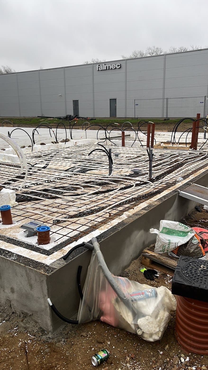 Fundament med gulvvarme detalje